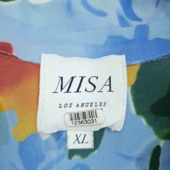 Misa Los Angeles Enya Floral Sheer Mini Dress Long Sleeve Orange & Blue Women XL - Picture 9 of 15